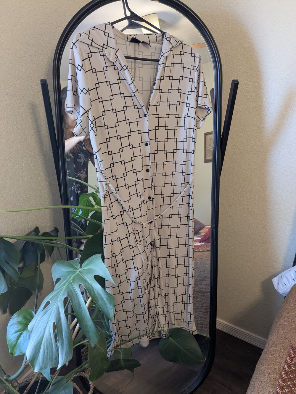 Vintage Moschino - Button-Front Geometric Print Midi Dress